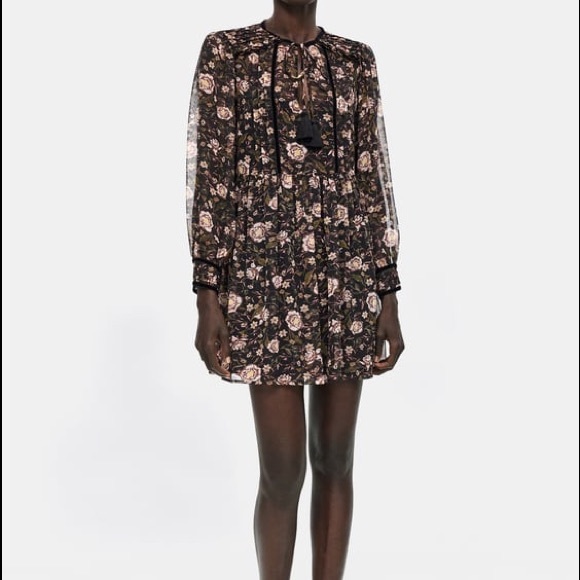 Zara floral baby doll fall dress new xs - Picture 1 of 5